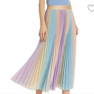 LE SUPERBE Microdose Plissé Midi Skirt Pastel Rainbow Accordian Maxi Skirt Tulle